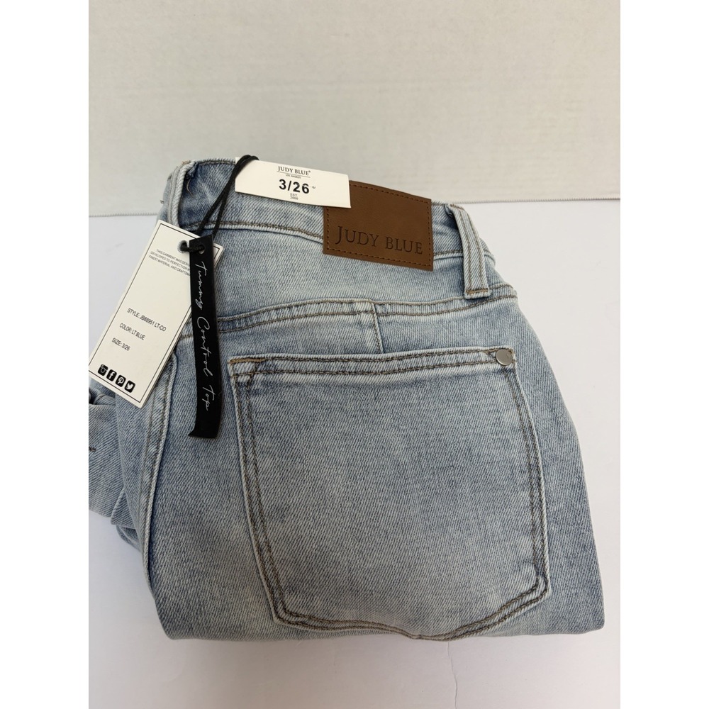 Judy Blue NWT Hi-Rise Tummy Control Hem Slit Slim Bootcut Jean Sz 3/26 #88951